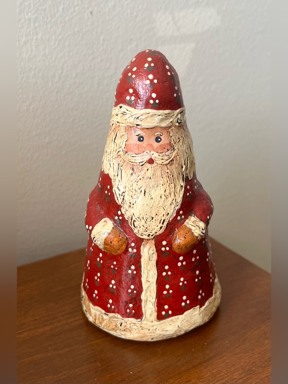 Red Santa Figurine Holiday Décor - Hand-Painted Festive Accent